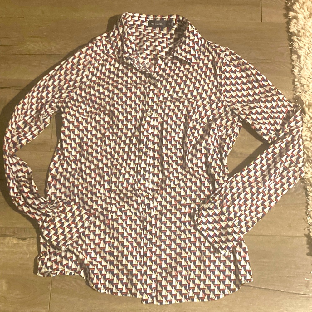 The Limited sail boat Patterned Button-Down Shirt